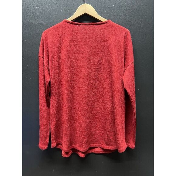 Soft Surroundings Valentina 1/2 Zip Sweater V-Neck Knit Top Red Dahlia Size L - Picture 4 of 7